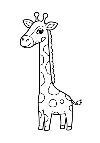 Cute Giraffe Coloring Page For Kids