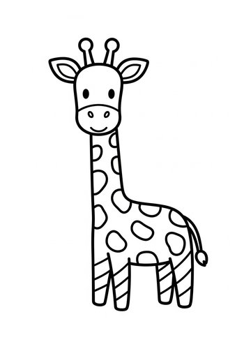 Cute Giraffe Coloring Page For Kids