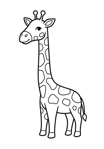 Cute Giraffe Coloring Page For Kids