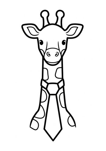 Cute Giraffe With Tie Coloring Page