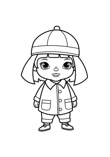 Cute Girl In Winter Clothes Coloring Page