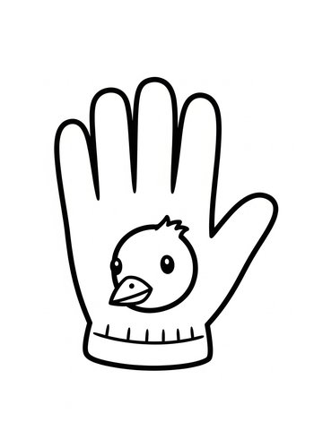 Cute Glove With Bird Coloring Page