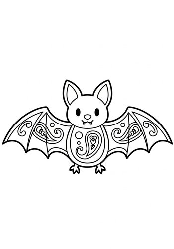 Cute Halloween Bat Coloring Page For Kids