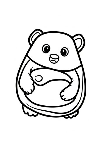 Cute Hamster Coloring Page For Kids