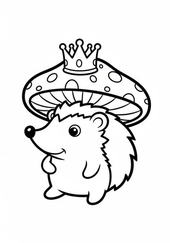 Coloring Page: Cute Hedgehog King Coloring Page