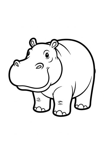 Cute Hippo Coloring Page For Kids