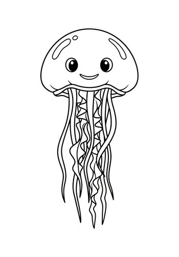 Cute Jellyfish Coloring Page For Kids