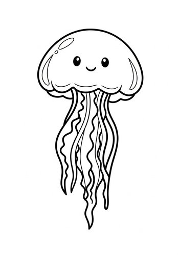Cute Jellyfish Coloring Page For Kids