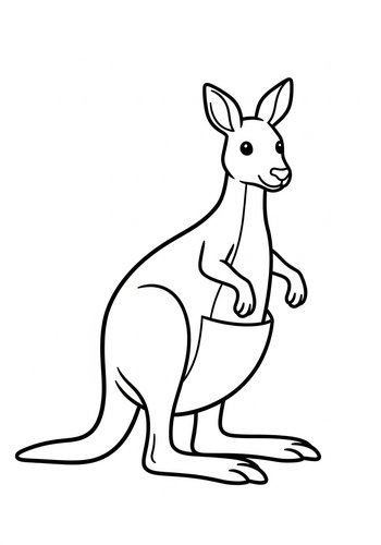 Cute Kangaroo Coloring Page For Kids