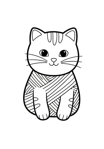 Cute Kawaii Kitty Coloring Page