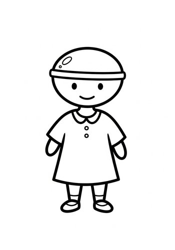 Cute Kid Coloring Page For Children