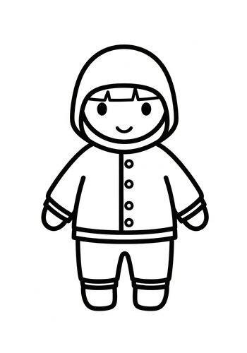 Cute Kid In Winter Coat Coloring Page