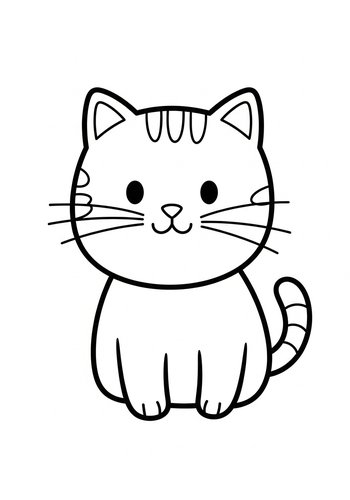 Cute Kitten Coloring Page For Kids