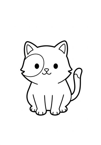Cute Kitten Coloring Page For Kids