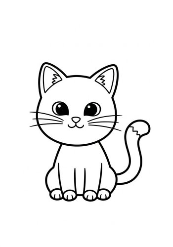 Cute Kitten Coloring Page For Kids