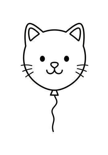 Cute Kitty Balloon Coloring Page