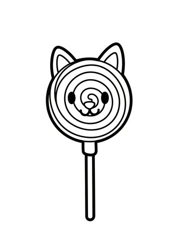 Cute Kitty Lollipop Coloring Page