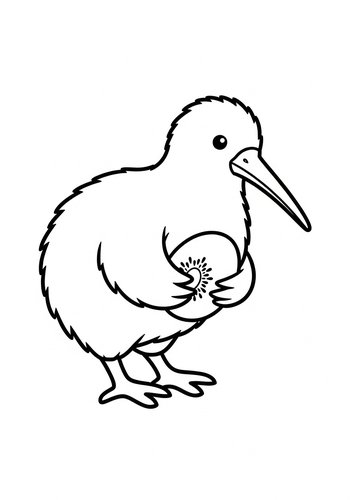Cute Kiwi Bird Coloring Page