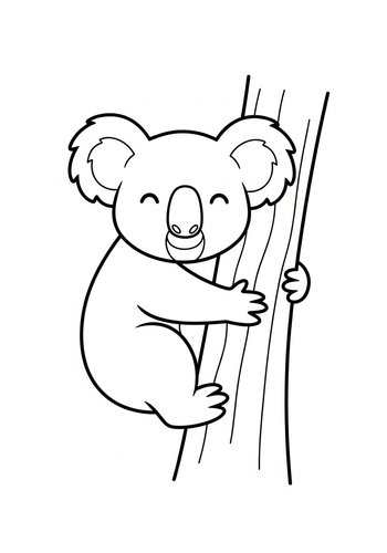 Cute Koala Climbing Tree - Coloring Page Fun