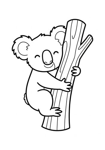 Cute Koala On A Tree Coloring Page