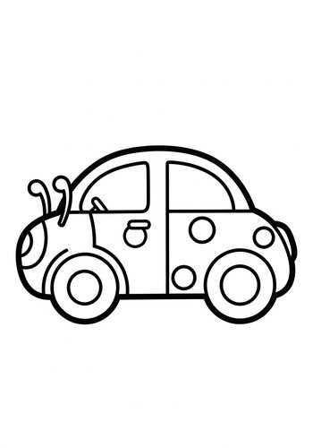 Cute Ladybug Car Coloring Page