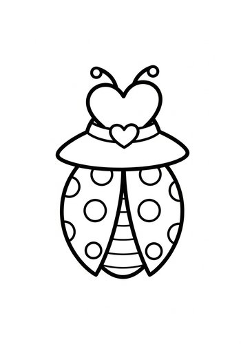 Cute Ladybug With Heart Coloring Page