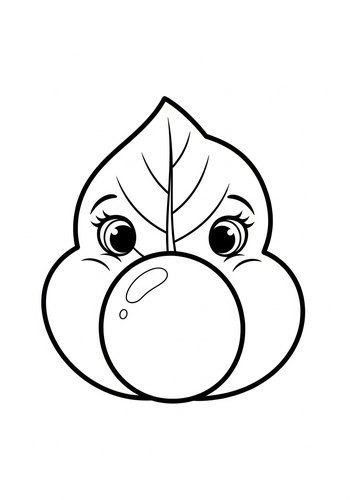 Cute Leafy Face Coloring Page For Kids