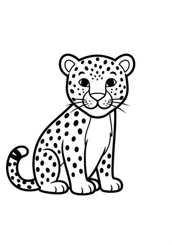 Cute Leopard Cub Coloring Page
