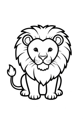 Cute Lion Coloring Page For Kids