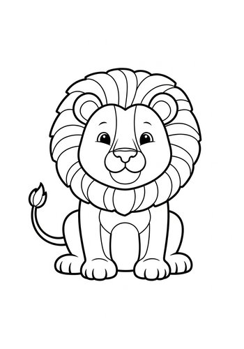 Cute Lion Coloring Page For Kids