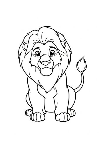 Cute Lion Coloring Page For Kids