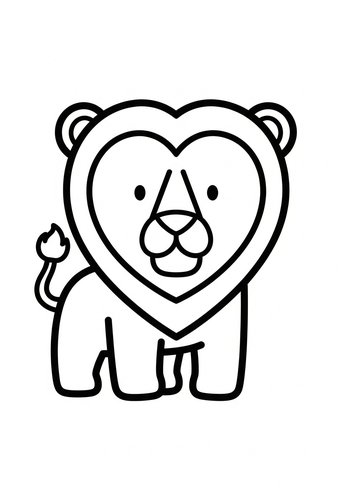 Cute Lion Coloring Page For Kids