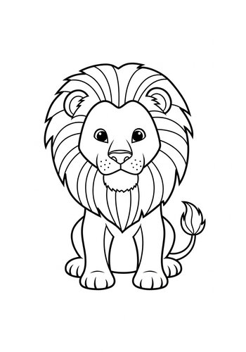 Cute Lion Coloring Page For Kids