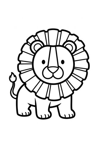 Cute Lion Coloring Page For Kids