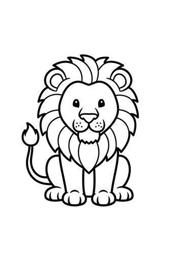 Cute Lion Coloring Page For Kids