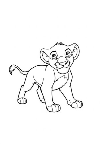 Cute Lion Cub Coloring Page