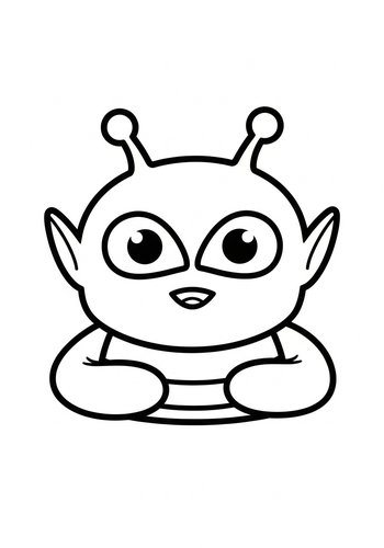 Coloring Page: Cute Little Alien Coloring Page Fun