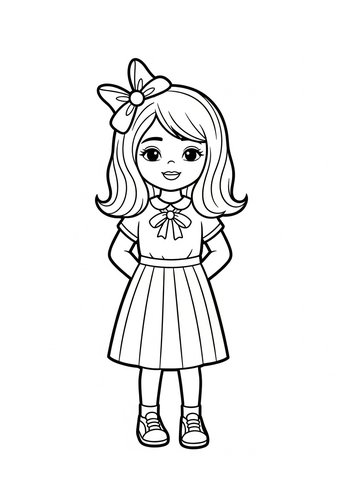 Cute Little Girl Coloring Page