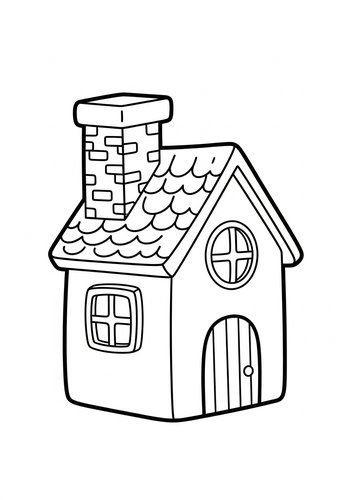 Cute Little House Coloring Page