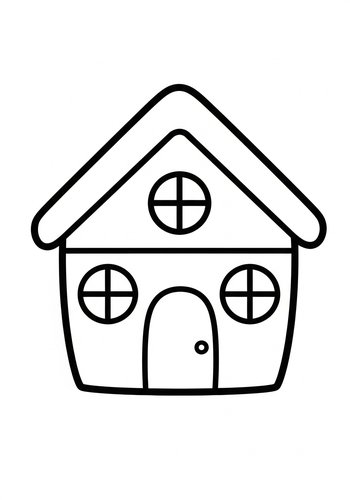 Cute Little House Coloring Page For Kids