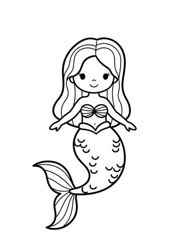 Cute Mermaid Coloring Page For Kids
