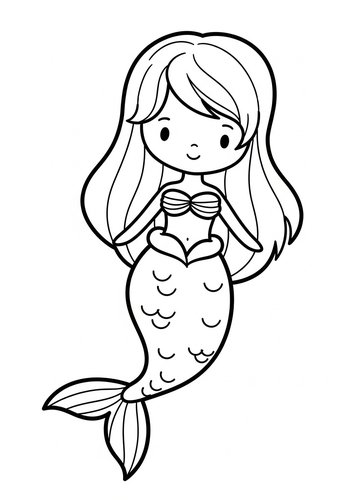 Cute Mermaid Coloring Page For Kids