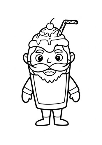 Cute Milkshake Character Coloring Page