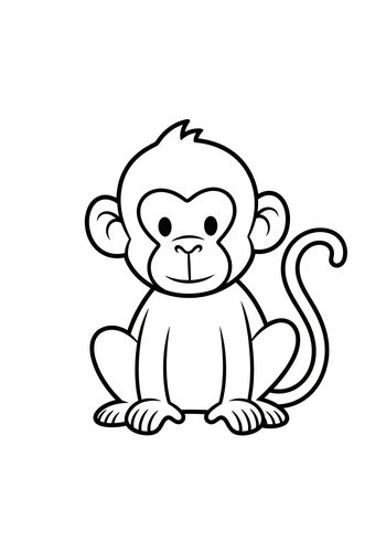 Cute Monkey Coloring Page For Kids