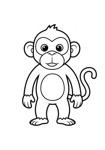 Cute Monkey Coloring Page For Kids