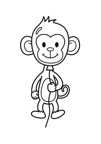 Cute Monkey With Balloon Coloring Page