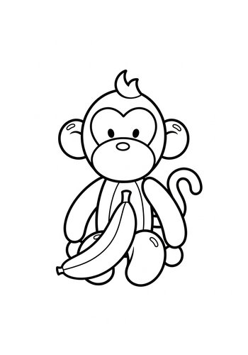 Cute Monkey With Banana Coloring Page