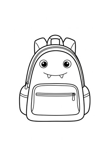 Cute Monster Backpack Coloring Page