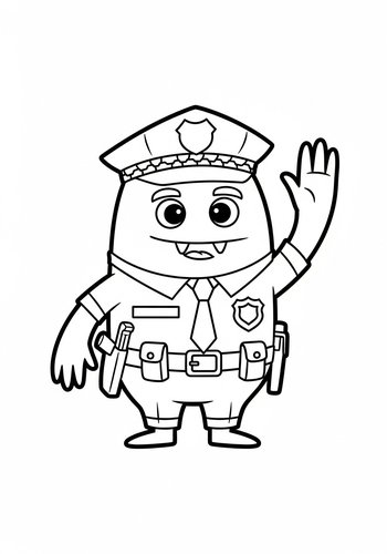 Cute Monster Cop Coloring Page
