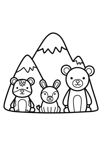 Coloring Page: Cute Mountain Animals Coloring Page